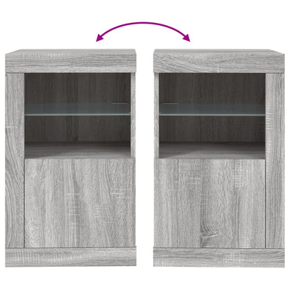 vidaXL Beistellschränke mit LED-Leuchten 2 Stk. Grau Sonoma