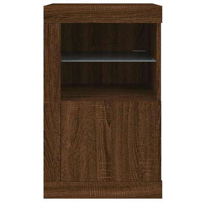 vidaXL Beistellschrank mit LED-Leuchten Braun Eiche Holzwerkstoff