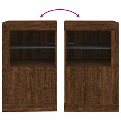 vidaXL Beistellschrank mit LED-Leuchten Braun Eiche Holzwerkstoff
