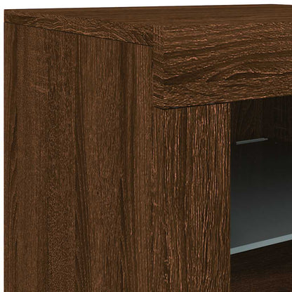 vidaXL Beistellschrank mit LED-Leuchten Braun Eiche Holzwerkstoff