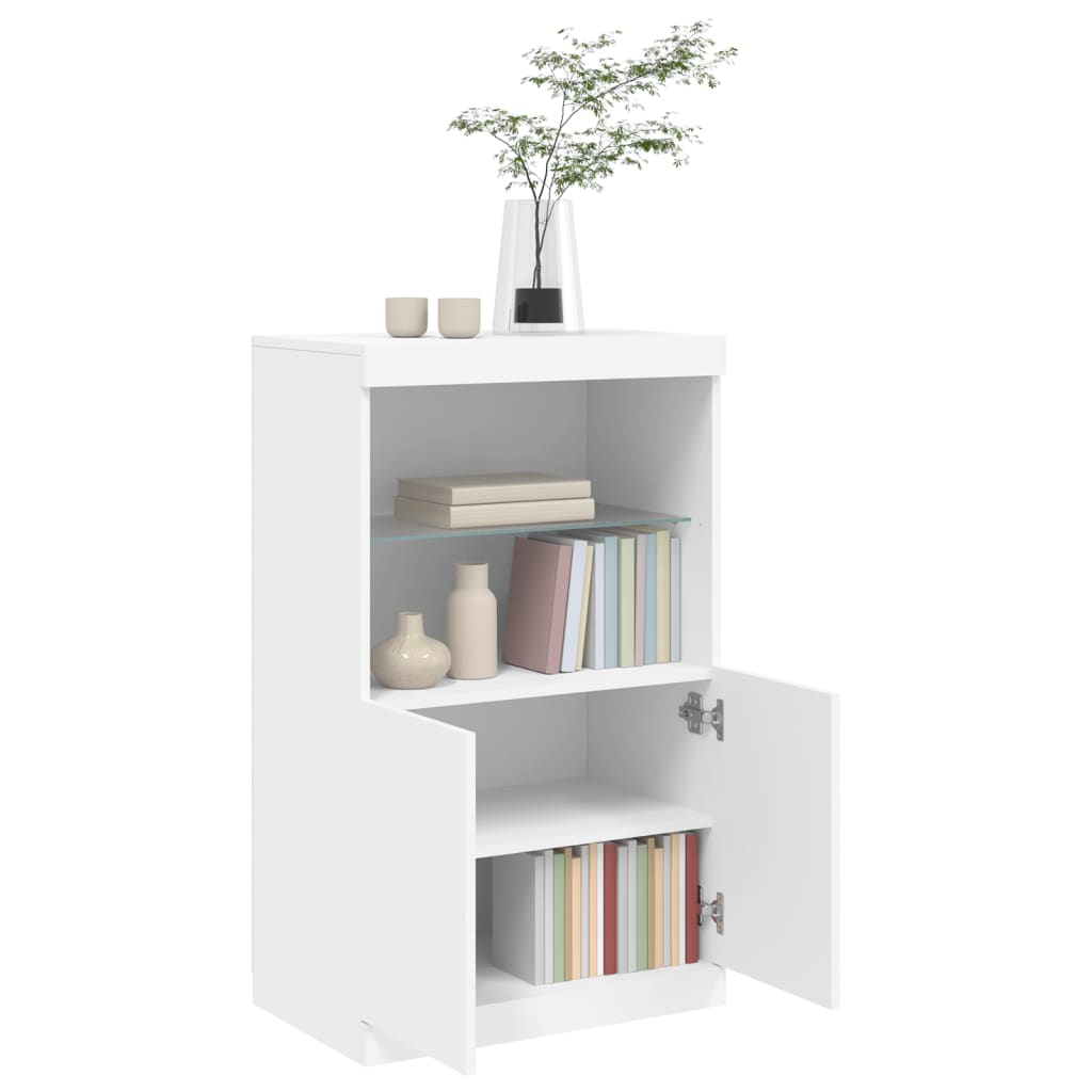 Sideboard mit LED-Leuchten Weiß 60,5x37x100 cm