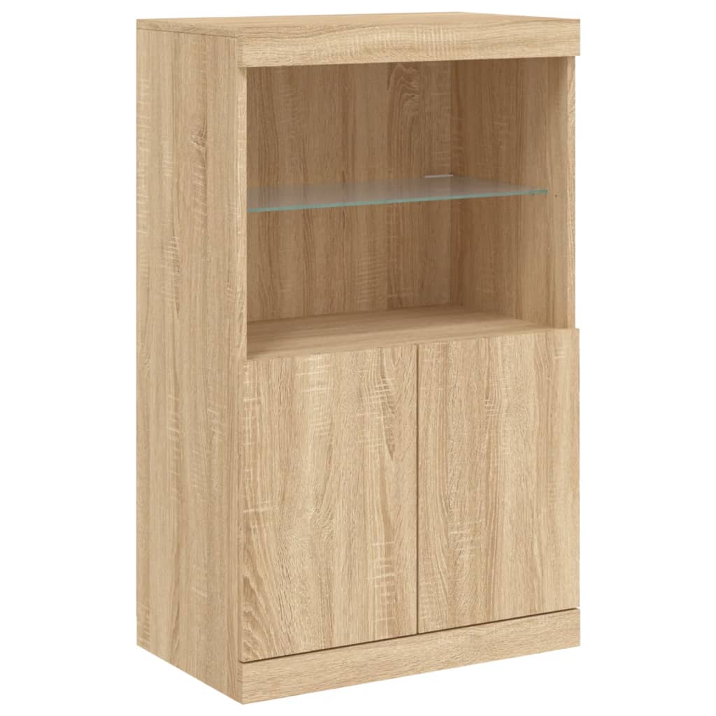 vidaXL Sideboard mit LED-Leuchten Sonoma-Eiche 60,5x37x100 cm