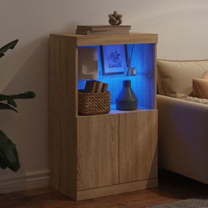 vidaXL Sideboard mit LED-Leuchten Sonoma-Eiche 60,5x37x100 cm