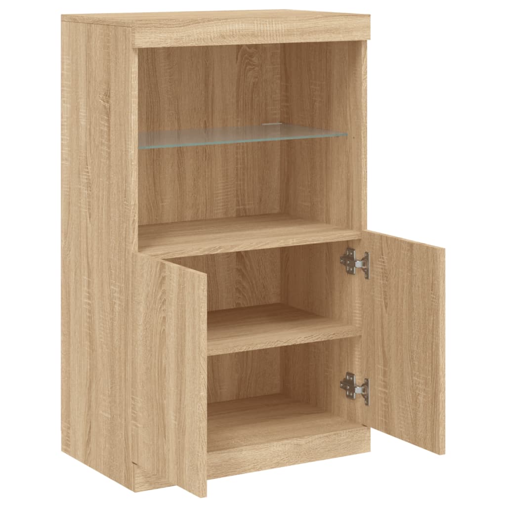 vidaXL Sideboard mit LED-Leuchten Sonoma-Eiche 60,5x37x100 cm