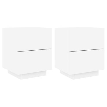 vidaXL Nachttische mit LED-Leuchten 2 Stk. Weiß Holzwerkstoff