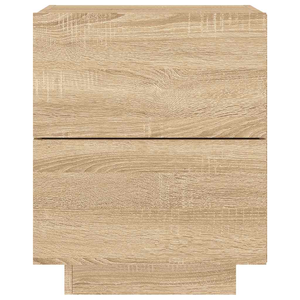 vidaXL Nachttische mit LED-Leuchten 2 Stk. Sonoma Eiche Holzwerkstoff