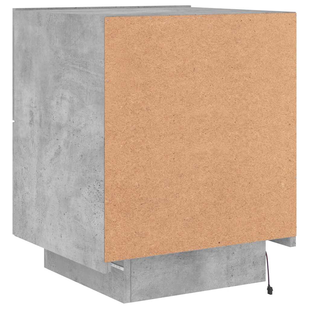 vidaXL Nachttische mit LED-Leuchten 2 Stk. Betongrau Holzwerkstoff
