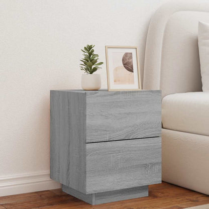 vidaXL Table de chevet avec lumières LED Gris Sonoma Bois d'ingénierie