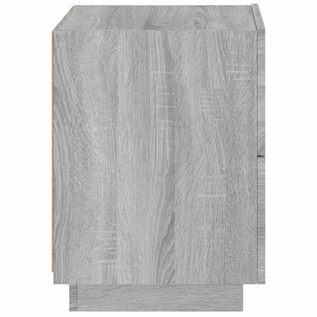 vidaXL Nachttische mit LED-Leuchten 2 Stk. Grau Sonoma Holzwerkstoff