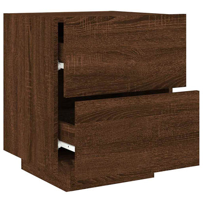 vidaXL Nachttische mit LED-Leuchten 2 Stk. Braun Eiche Holzwerkstoff