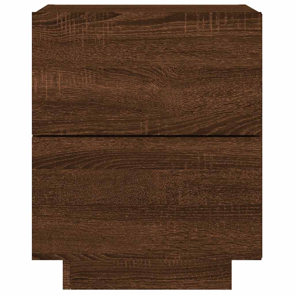 vidaXL Nachttische mit LED-Leuchten 2 Stk. Braun Eiche Holzwerkstoff