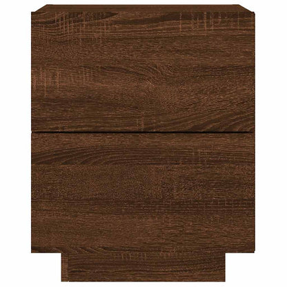 vidaXL Nachttische mit LED-Leuchten 2 Stk. Braun Eiche Holzwerkstoff