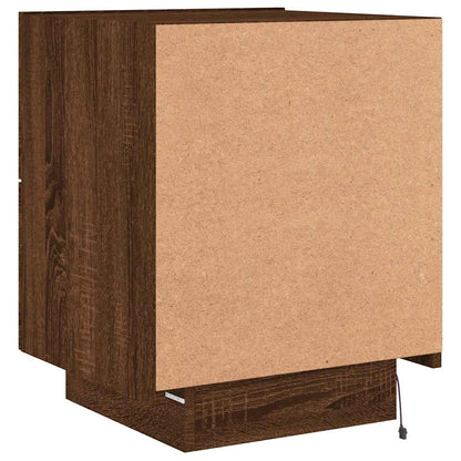 vidaXL Nachttische mit LED-Leuchten 2 Stk. Braun Eiche Holzwerkstoff