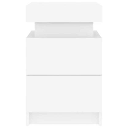 Nachttisch mit LED-Leuchten Weiß 35x39x55 cm