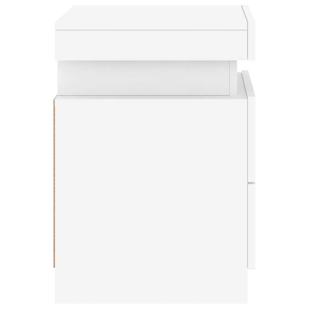 Nachttische mit LED-Leuchten 2 Stk. Weiß 35x39x55 cm