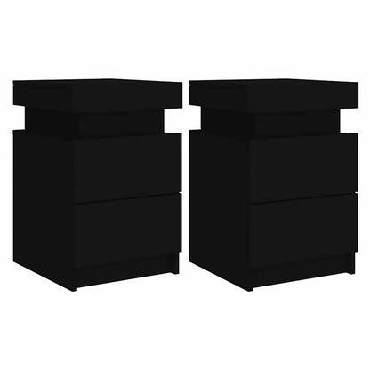 vidaXL Nachttische mit LED-Leuchten 2 Stk. Schwarz 35x39x55 cm