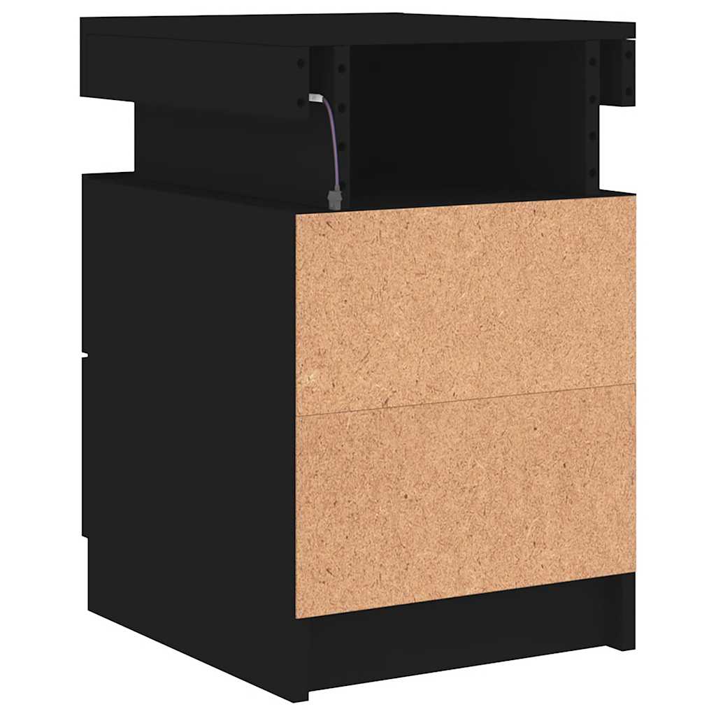 vidaXL Nachttische mit LED-Leuchten 2 Stk. Schwarz 35x39x55 cm