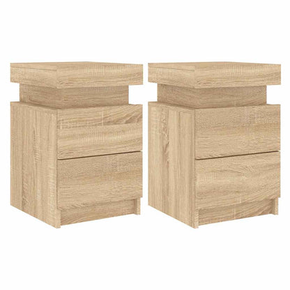 vidaXL Tables de chevet avec lumières LED 2 pcs Chêne Sonoma 35x39x55 cm