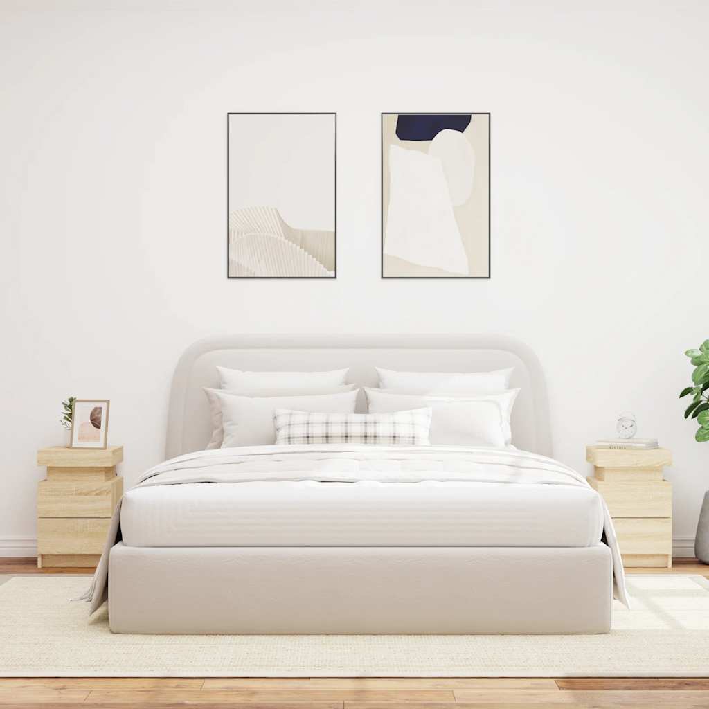 vidaXL Tables de chevet avec lumières LED 2 pcs Chêne Sonoma 35x39x55 cm