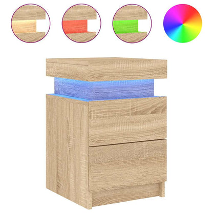 vidaXL Tables de chevet avec lumières LED 2 pcs Chêne Sonoma 35x39x55 cm