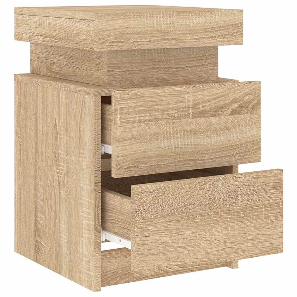 vidaXL Tables de chevet avec lumières LED 2 pcs Chêne Sonoma 35x39x55 cm