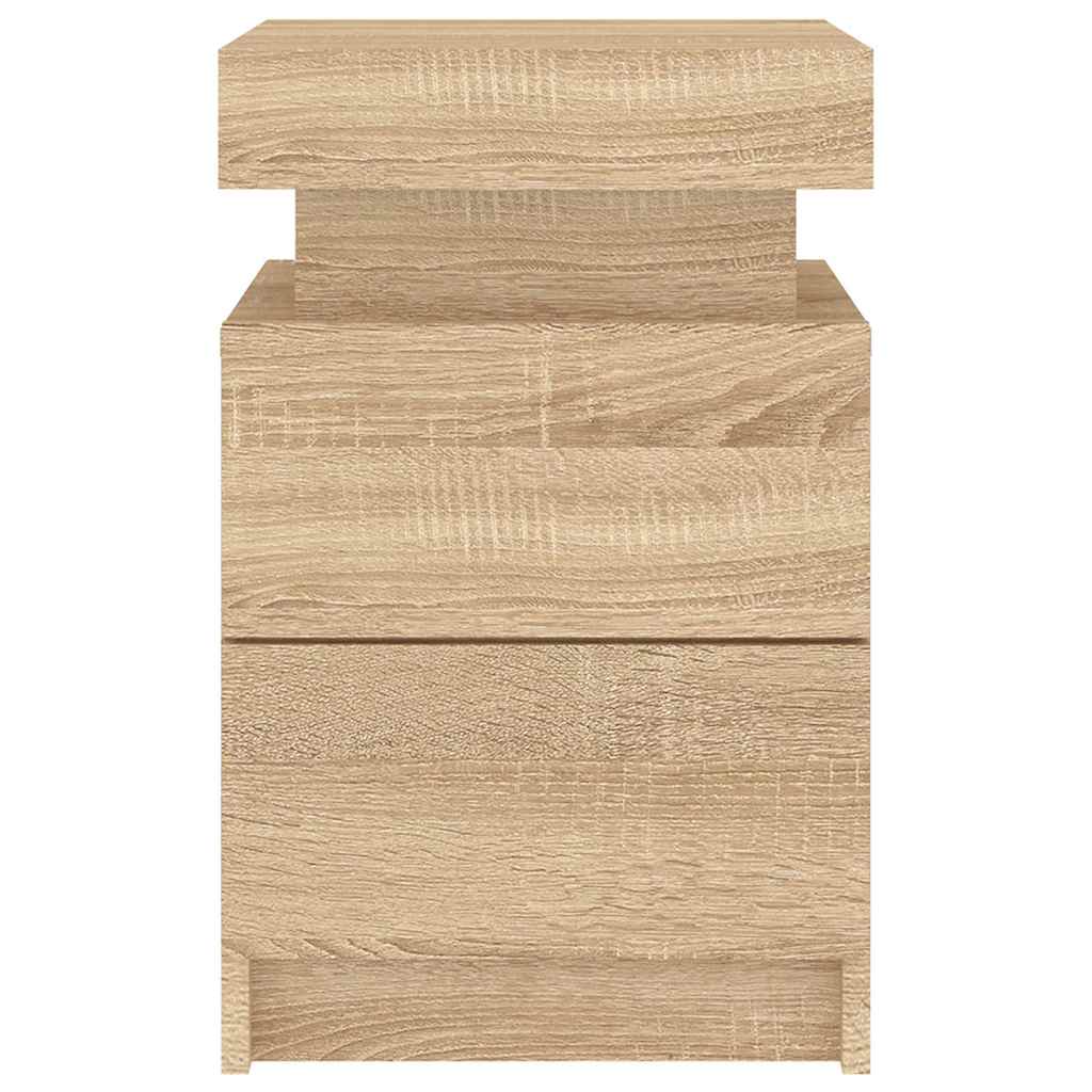 vidaXL Tables de chevet avec lumières LED 2 pcs Chêne Sonoma 35x39x55 cm