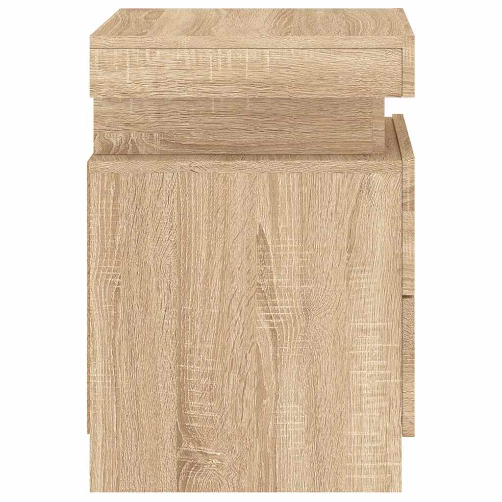 vidaXL Tables de chevet avec lumières LED 2 pcs Chêne Sonoma 35x39x55 cm