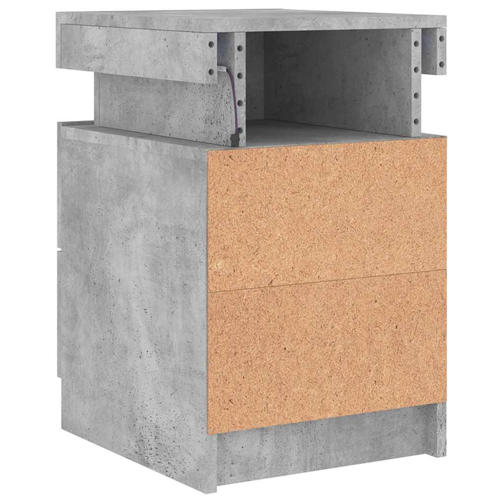 vidaXL Nachttisch mit LED-Leuchten Betongrau 35x39x55 cm