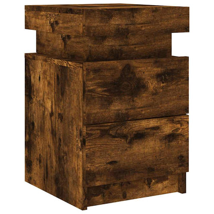 vidaXL Tables de chevet avec lumières LED 2 pcs Chêne fumé 35x39x55 cm
