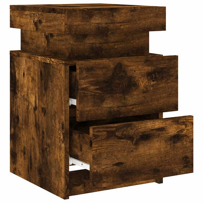 vidaXL Tables de chevet avec lumières LED 2 pcs Chêne fumé 35x39x55 cm