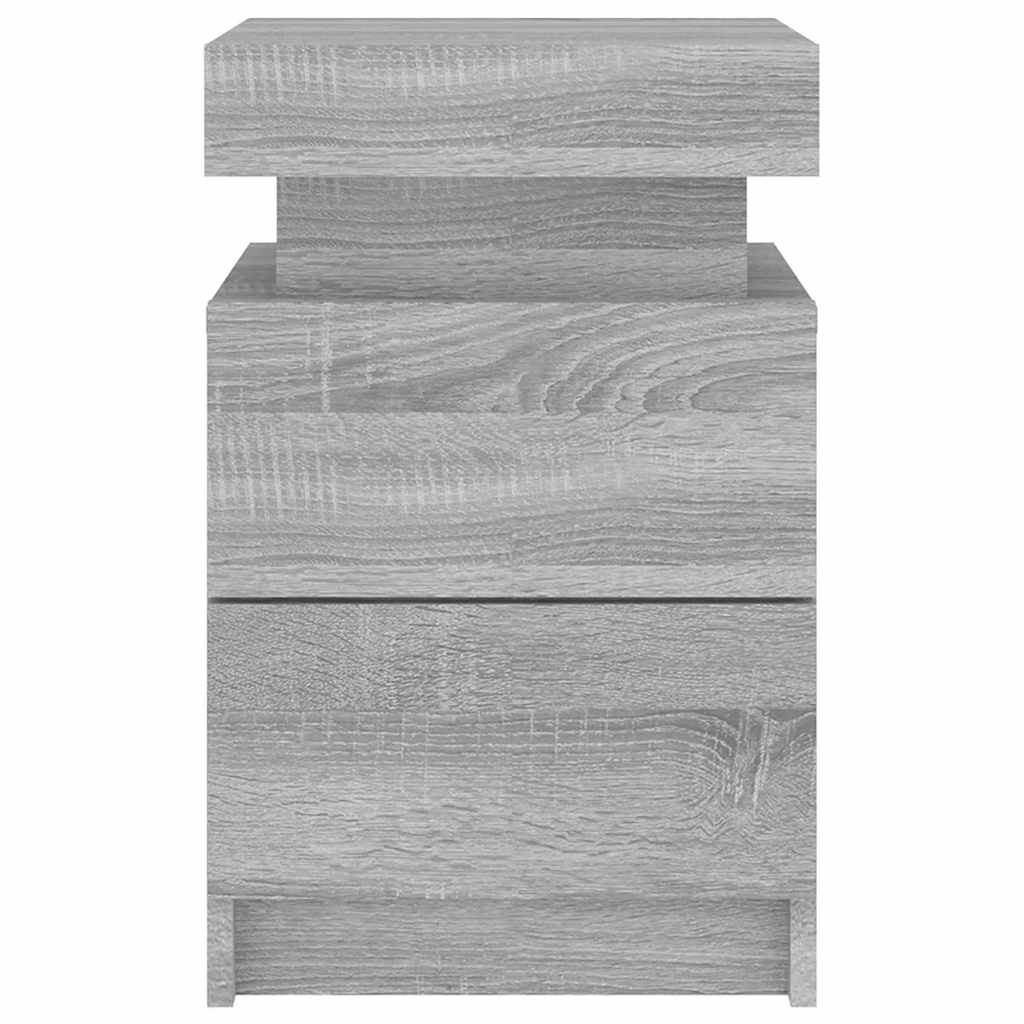 vidaXL Nachttisch mit LED-Leuchten Grau Sonoma 35x39x55 cm