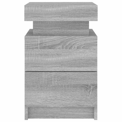 vidaXL Nachttisch mit LED-Leuchten Grau Sonoma 35x39x55 cm