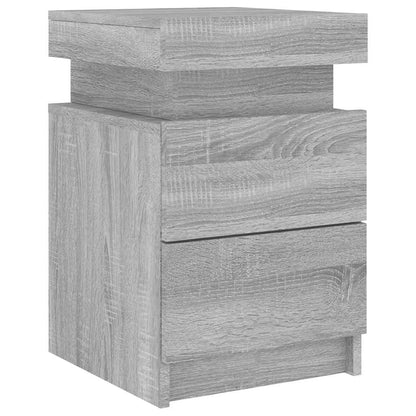 vidaXL Nachttische mit LED-Leuchten 2 Stk. Grau Sonoma 35x39x55 cm