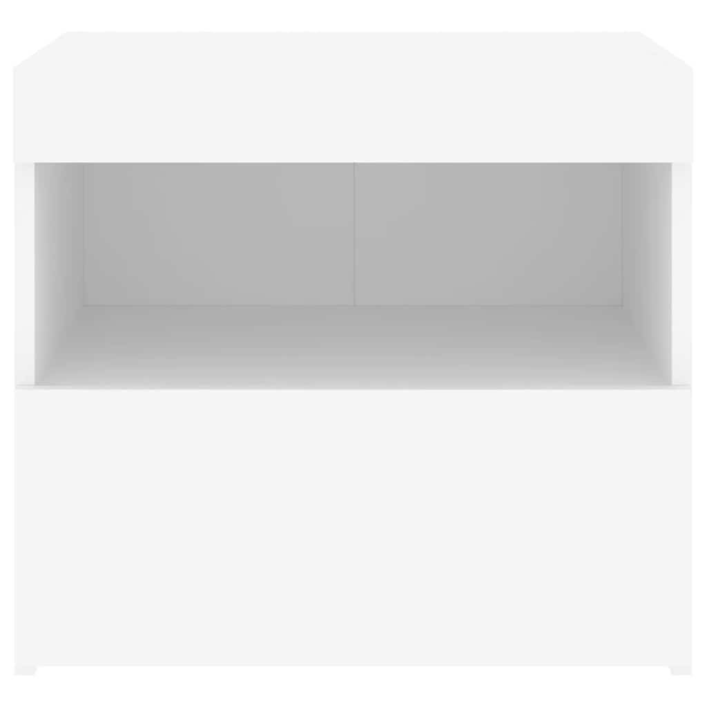 vidaXL Nachttische mit LED-Leuchten 2 Stk. Weiß 50x40x45 cm