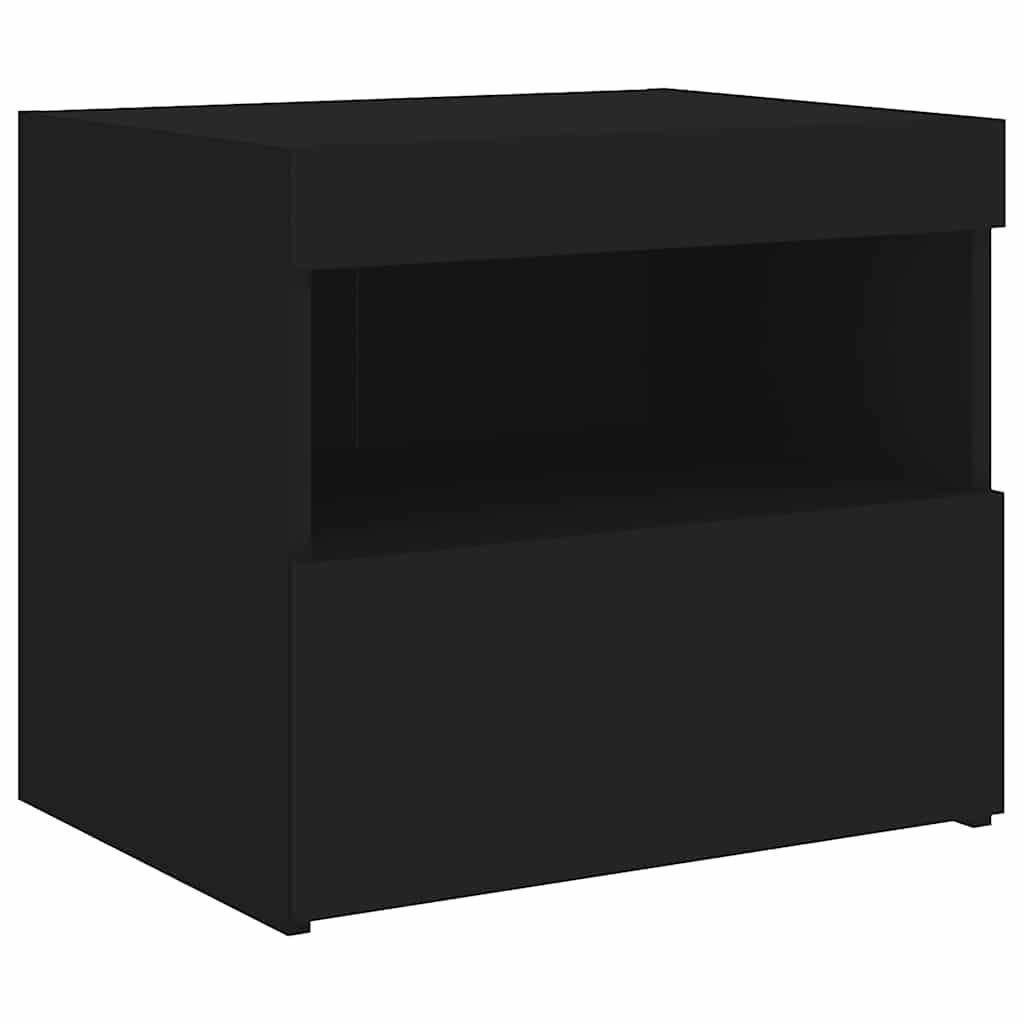 vidaXL Nachttisch mit LED-Leuchten Schwarz 50x40x45 cm