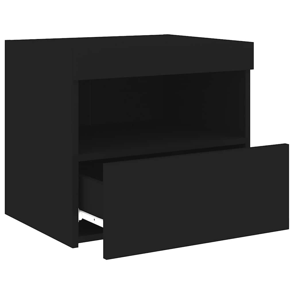 vidaXL Nachttisch mit LED-Leuchten Schwarz 50x40x45 cm