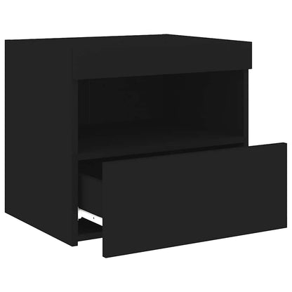 vidaXL Nachttisch mit LED-Leuchten Schwarz 50x40x45 cm