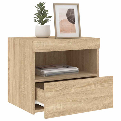 vidaXL Nachttisch mit LED-Leuchten Sonoma-Eiche 50x40x45 cm