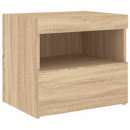 vidaXL Nachttisch mit LED-Leuchten Sonoma-Eiche 50x40x45 cm