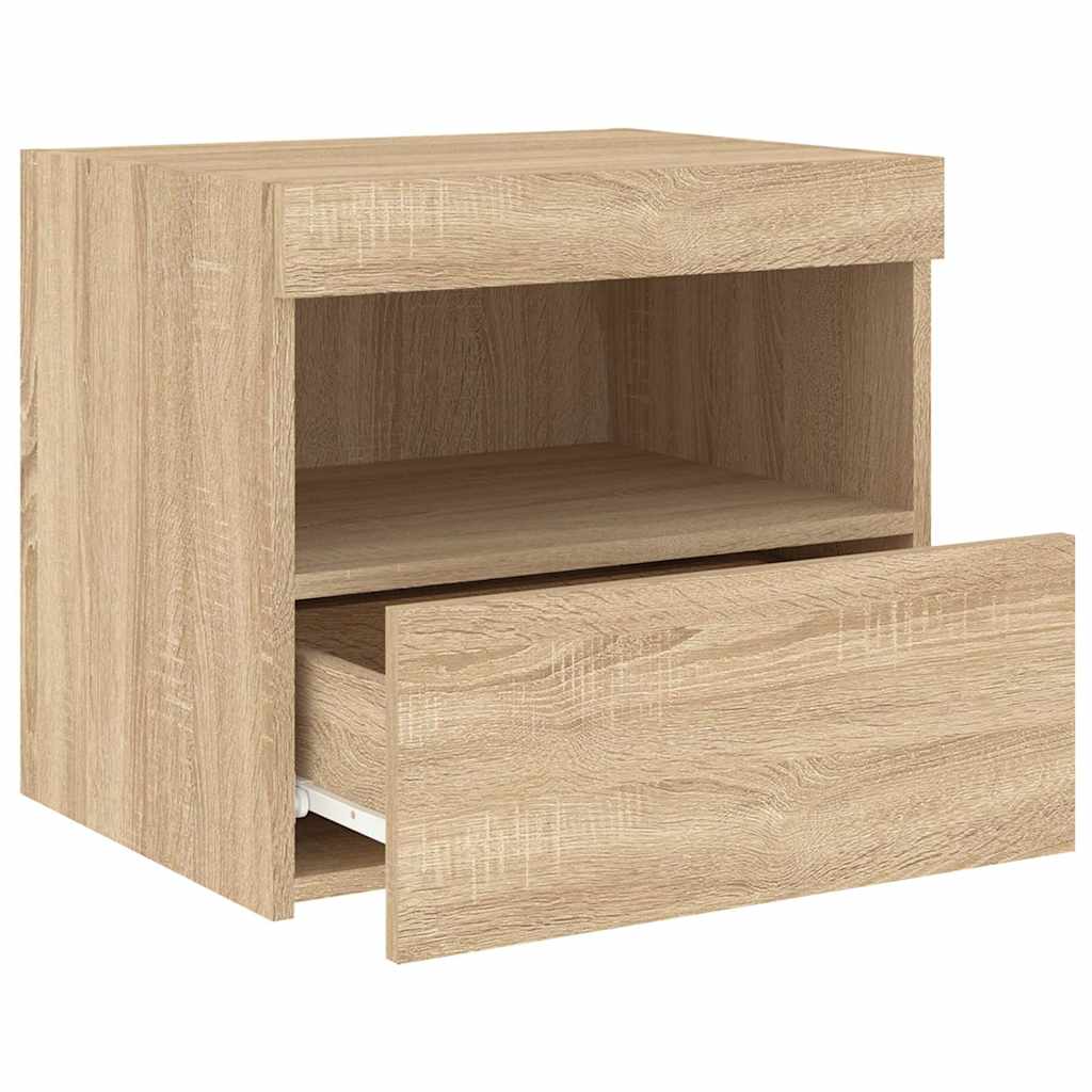 vidaXL Nachttisch mit LED-Leuchten Sonoma-Eiche 50x40x45 cm