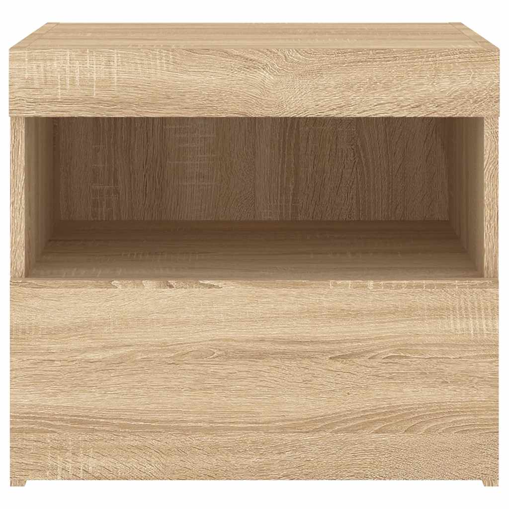 vidaXL Nachttisch mit LED-Leuchten Sonoma-Eiche 50x40x45 cm