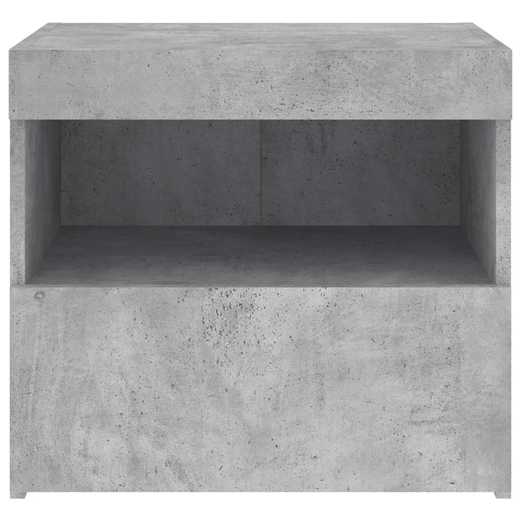 vidaXL Nachttisch mit LED-Leuchten Betongrau 50x40x45 cm