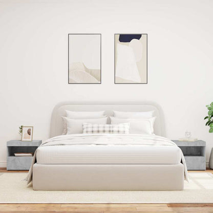 Nachttische mit LED-Leuchten 2 Stk. Betongrau 50x40x45 cm