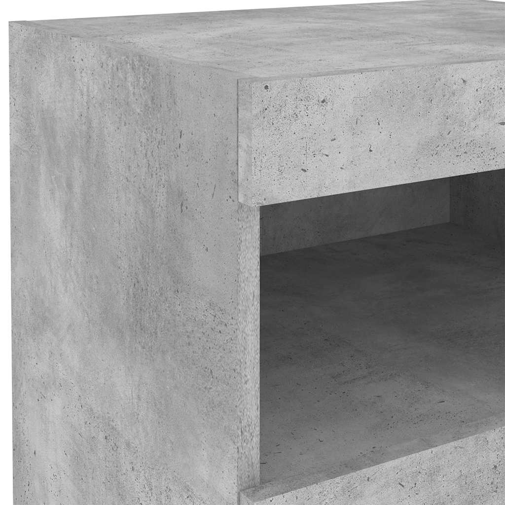 vidaXL Tables de chevet avec lumières LED 2 pcs Gris béton 50x40x45 cm