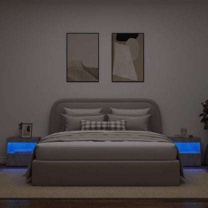 vidaXL Tables de chevet avec lumières LED 2 pcs Gris béton 50x40x45 cm