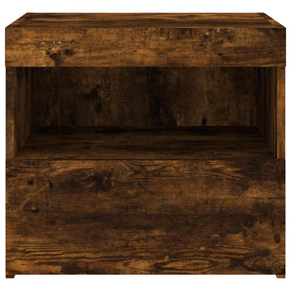 vidaXL Tables de chevet avec lumières LED 2 pcs Chêne fumé 50x40x45 cm