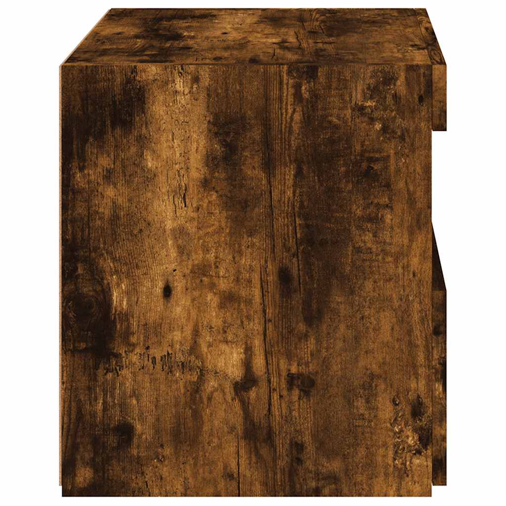 vidaXL Tables de chevet avec lumières LED 2 pcs Chêne fumé 50x40x45 cm
