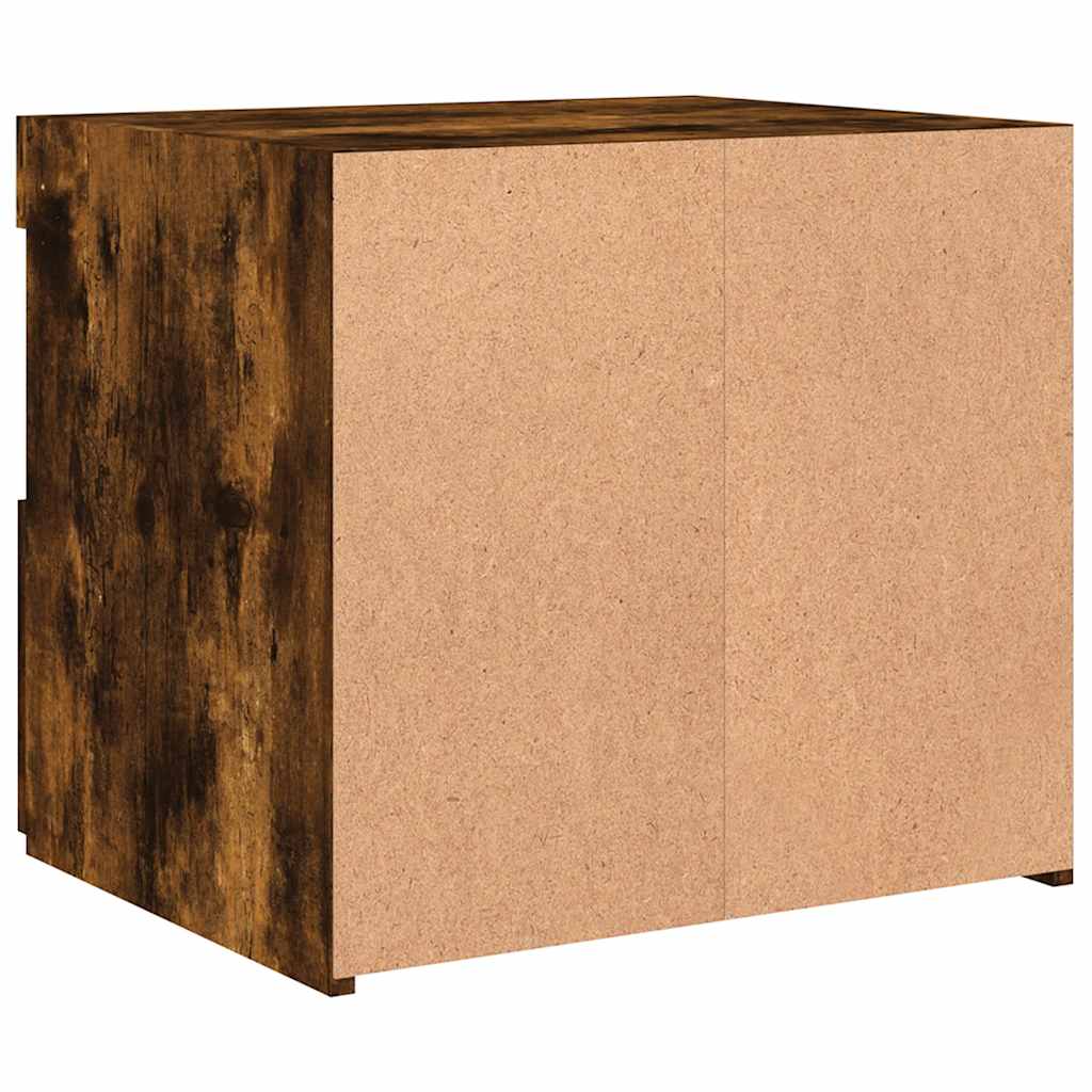 vidaXL Tables de chevet avec lumières LED 2 pcs Chêne fumé 50x40x45 cm