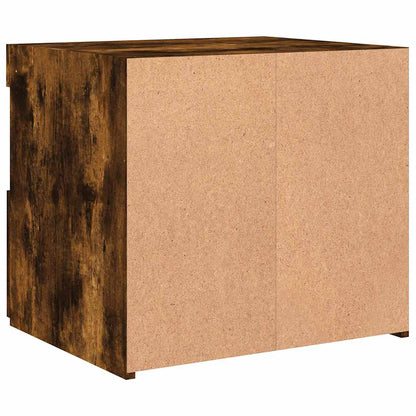 vidaXL Tables de chevet avec lumières LED 2 pcs Chêne fumé 50x40x45 cm