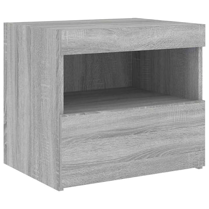 vidaXL Nachttisch mit LED-Leuchten Grau Sonoma 50x40x45 cm